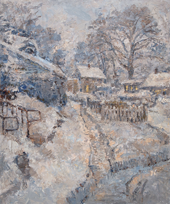 CAT# 3963  The Blizzard of '26  oil	36 x 30 inches  JLeif Nilsson winter 2026	&copy;